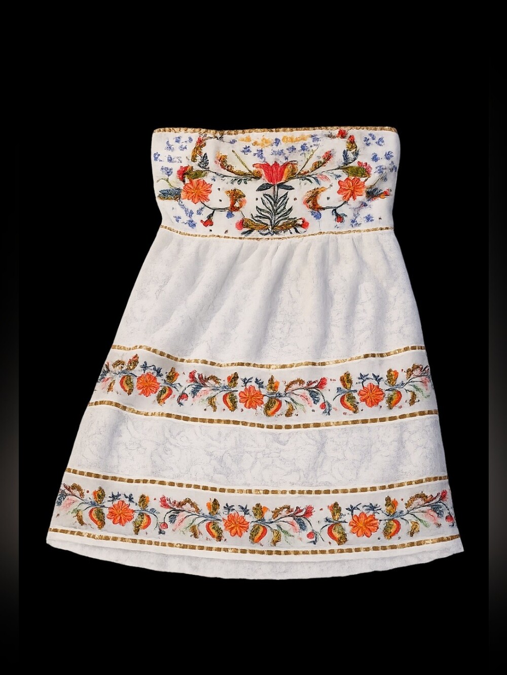 Boston Proper White Lace Strapless Floral-Embroidered Size L Dress